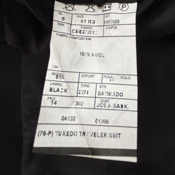 Jos A Bank Tuxedo Traveler Suit Wool Black Shawl Collar Formal 41R - Picture 4 of 16